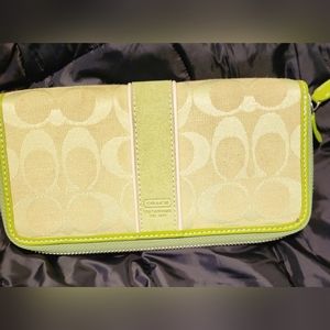 Lime green medium zip around wallet